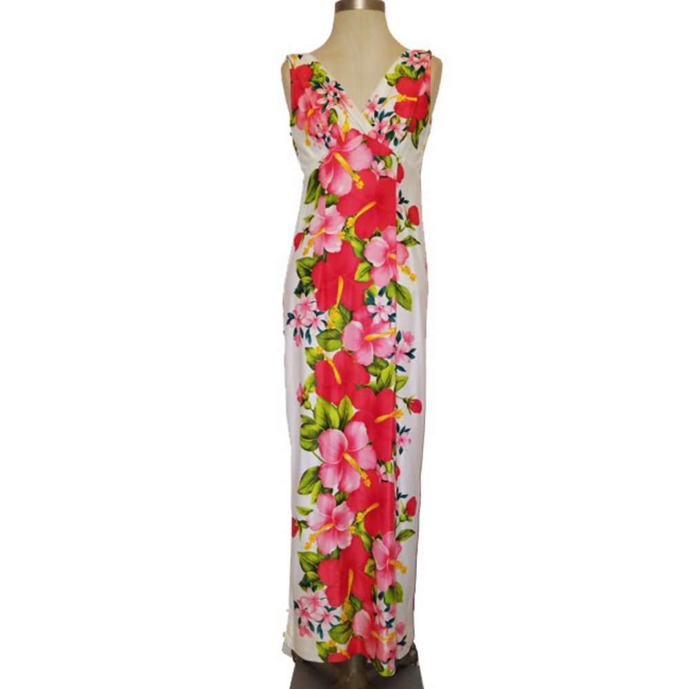 Vtg 60s Hukilau Fashions White Multicolor Dress 6